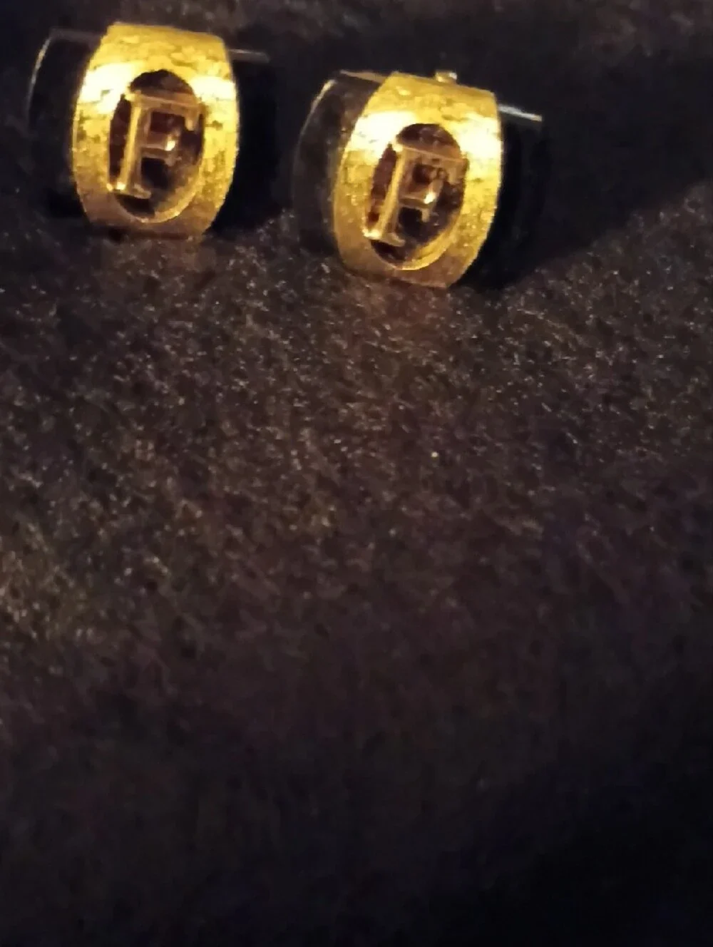 SWANK Gold and Black Enamel Cufflinks